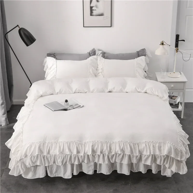 

2023 New Soft Skin Friendly Pure White Comforter Bedding Sets Japan Size Duvet Cover Set Cotton Bed Cover