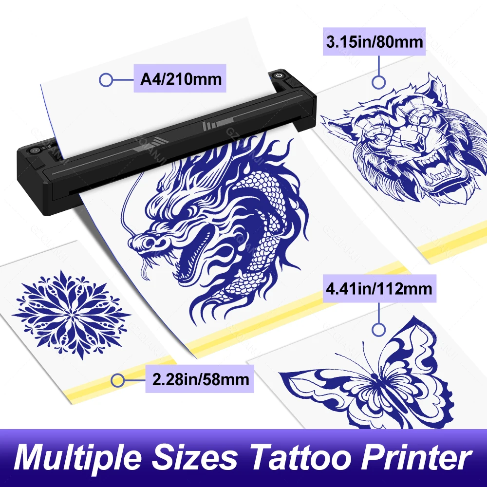 

A4 Wireless Tattoo Stencil Printer or Transfer Paper Mobile Portable Thermal Maker for Tattoo Artists Compatible Smartphone & PC