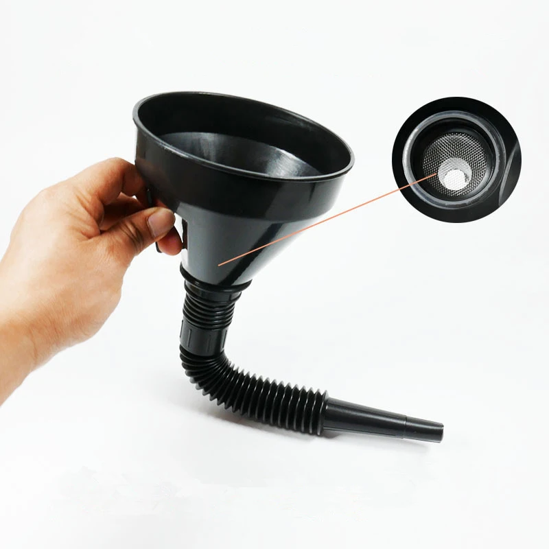 Funil de filtro lubrificador universal para carro, caminhão, motocicleta, veículo de plástico preenchido com tubo de bico, ferramenta de reparo de carro a gasolina diesel