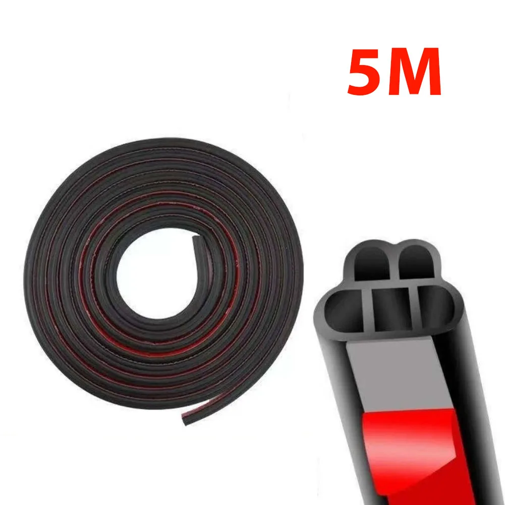 5 Meters Automotive Weather Stripping Self-Adhesive Rubber Seal Cover Car Weatherstrip Rubber Seals Sound Insulation Sealing