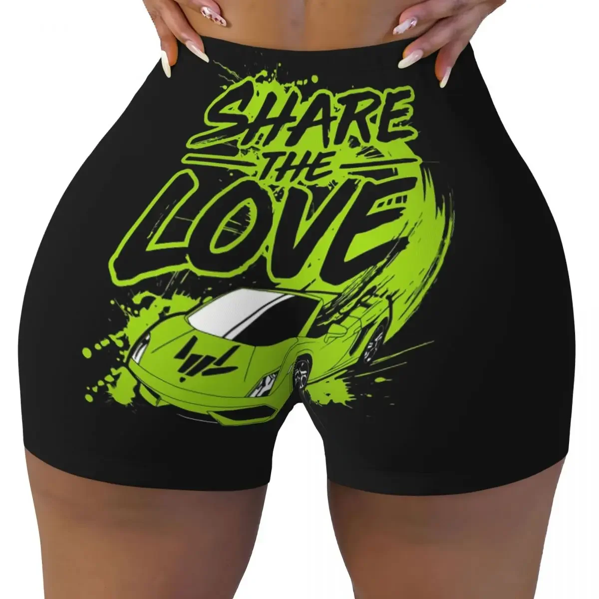 Custom Youth Share The Love Yoga Shorts Women Gym Workout Running Athletic Volleyball Biker Shorts