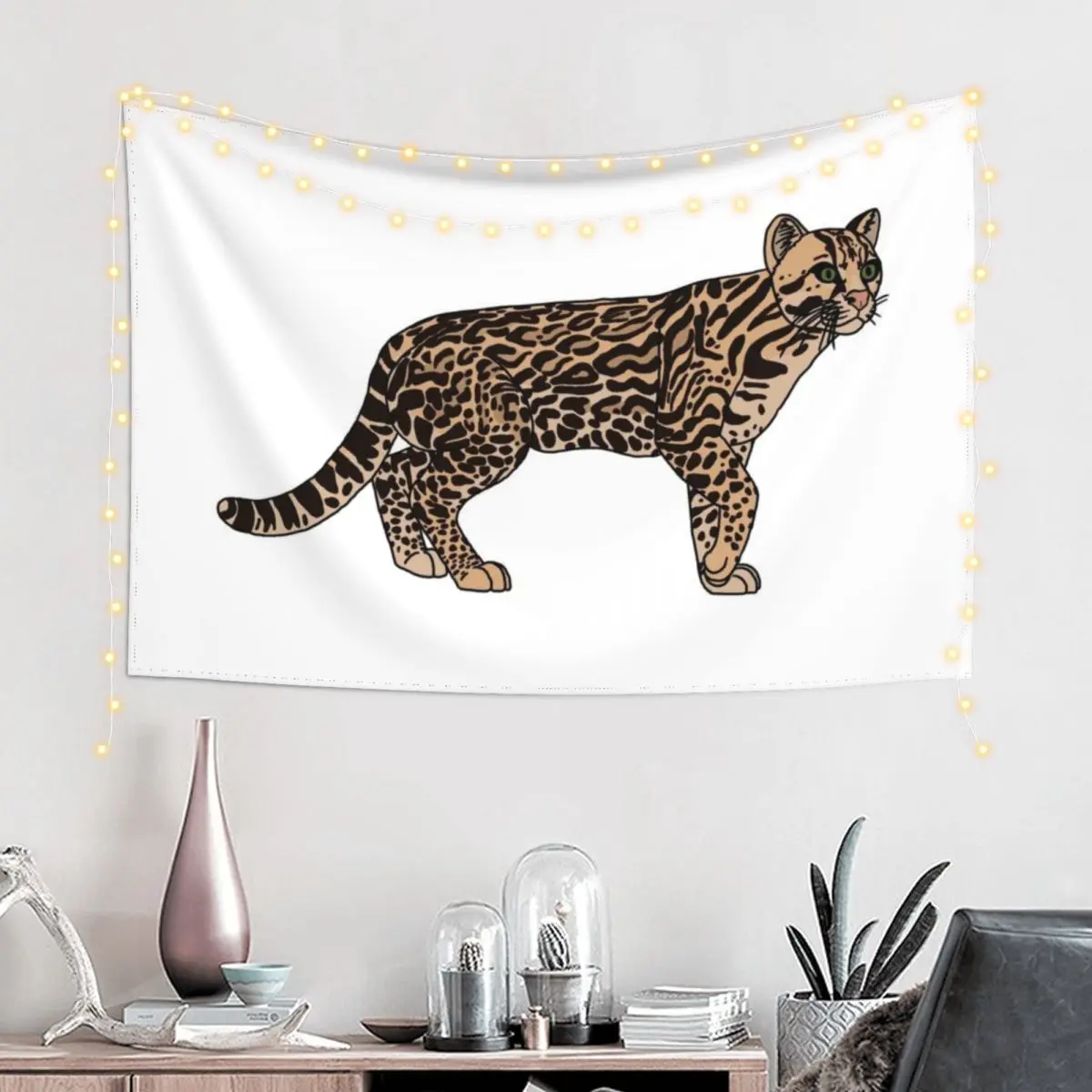 Ocelot Tapestry Wall Coverings Room Decorations Aesthetic Wallpaper Tapestry