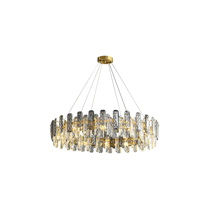 

All copper light luxury crystal chandelier modern living room simple indoor dining room atmospheric lamp