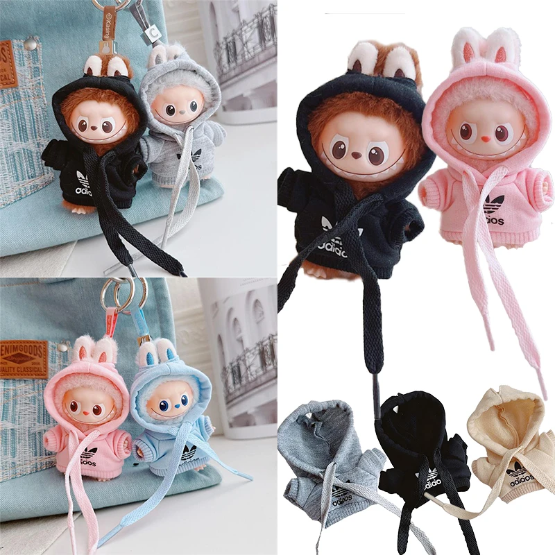 15 17 سنتيمتر ل Labubu دمية 4.0 الوحوش دبوس الحب سلسلة الكورية المعبود ADI هوديي الزي الملابس أحذية رياضية الملابس الإكسسوارات