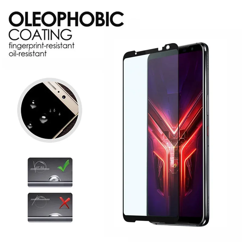 ASUS Rog Phone 3 Tempered Glass Full Coverage ASUS Rog Phone 5 2 Full Glue Screen Protector Protective Tempered Glass Film