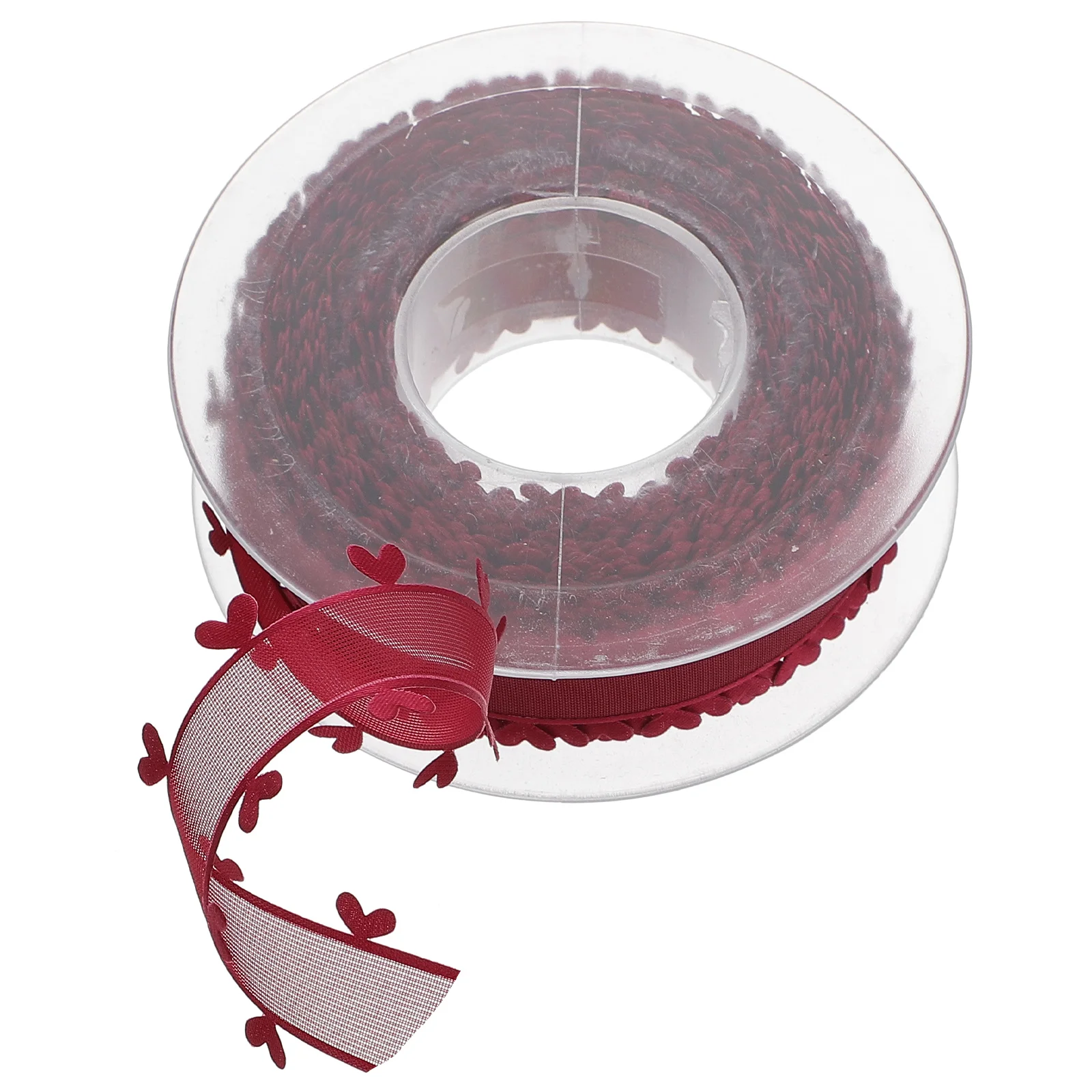 

Polyester Ribbon Gift Wrapping Valentine Wedding Maroon Packaging Art Crafts Flower Decoration Heart Trim Ribbon
