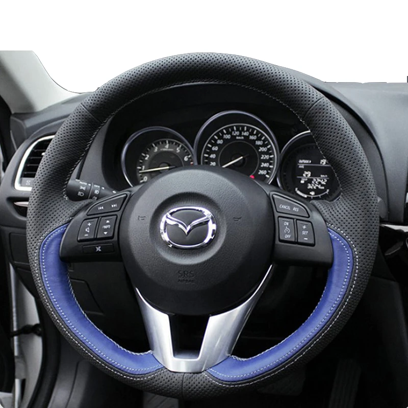 

Car Steering Wheel Cover for Mazda 3 Axela Atenza 2014-2017 CX5 CX-5 Mazda 2 2013 2014 2015 CX4 CX-4 2016 Hand-sewn Leather