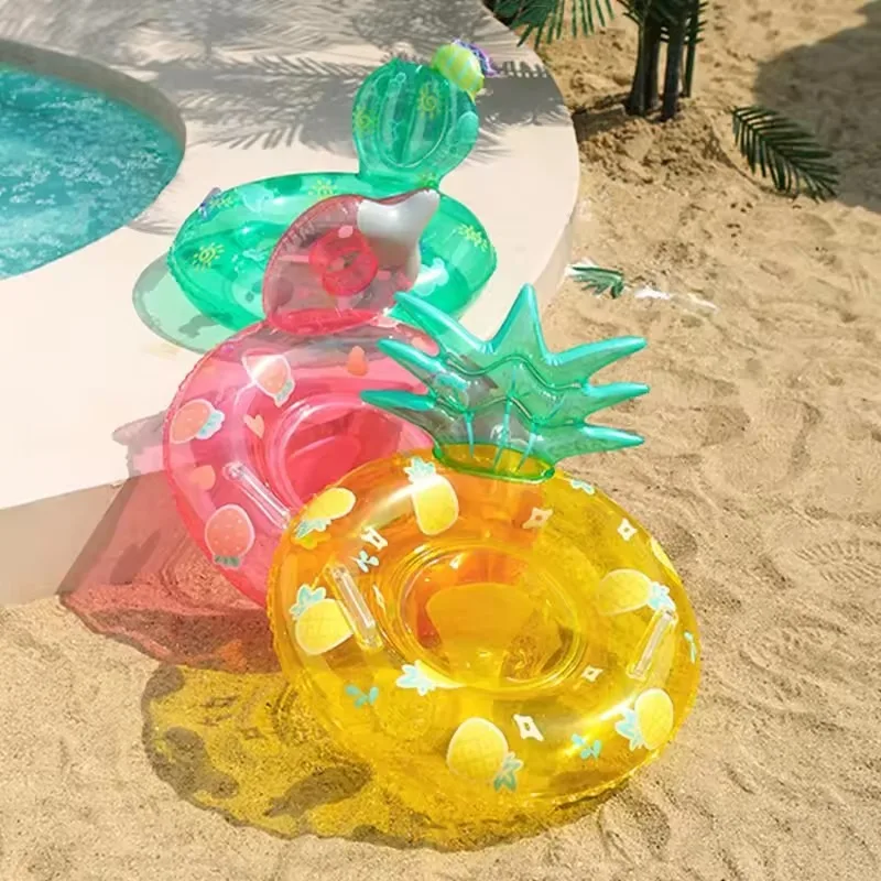 漫画フルーツインフレータブルおもちゃ水泳リングパイナップルベビーフローティングサークル夏の屋外インフレータブルプール水のおもちゃ用品