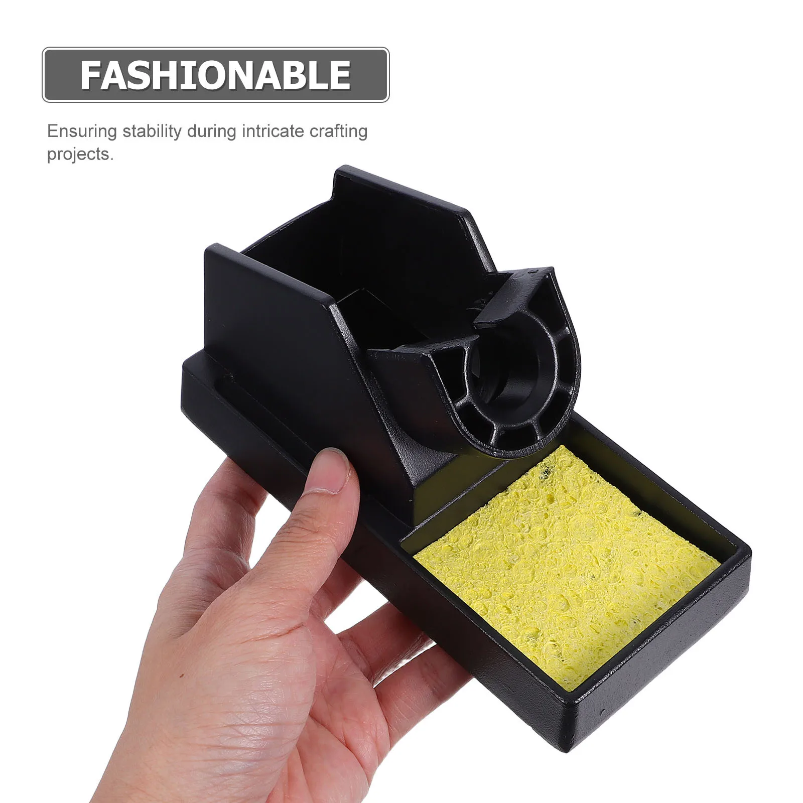 حامل حديد لحام من الألومنيوم لأقلام حرق الخشب وتبديد سريع للحرارة وتصميم مدمج محمول مع إسفنجة تنظيف #2