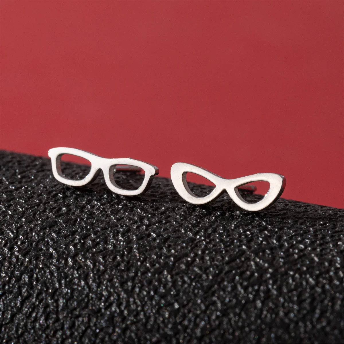 New Fashion Stainless Steel Glasses Stud  Earring For Women Piercing Ear Surgical Steel Asymmetrical Earrings Jewelry Gifts