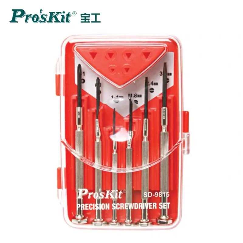 

Pro'sKit SD-9815 6-Piece Small Screwdriver Set with Phillips and Flat Heads Perfect for Watch Assembly and Disassembly