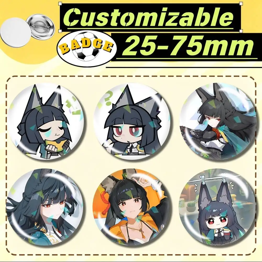 Hoshimi Miyabi Game Z-ZenlessZZ  Customizable Round Brooch Pins, Personalized Badges With Broken Glass Design Fashion Accessory