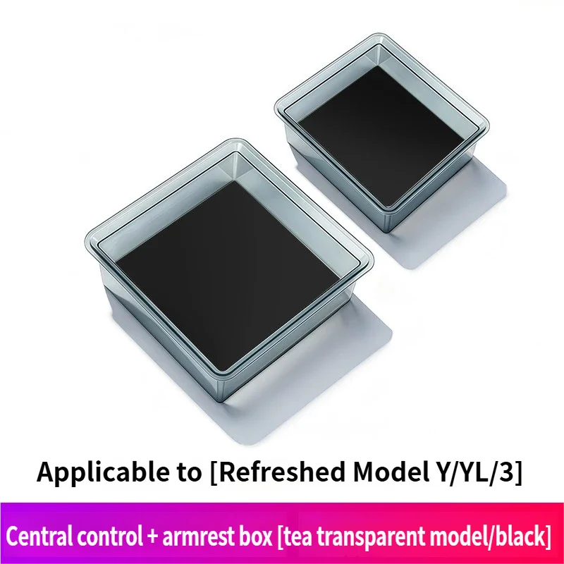 For Tesla Model Y Model 3 Juniper/Model YL Center Console Storage Box Transparent Double-layer Car Tray Accessories Organizer