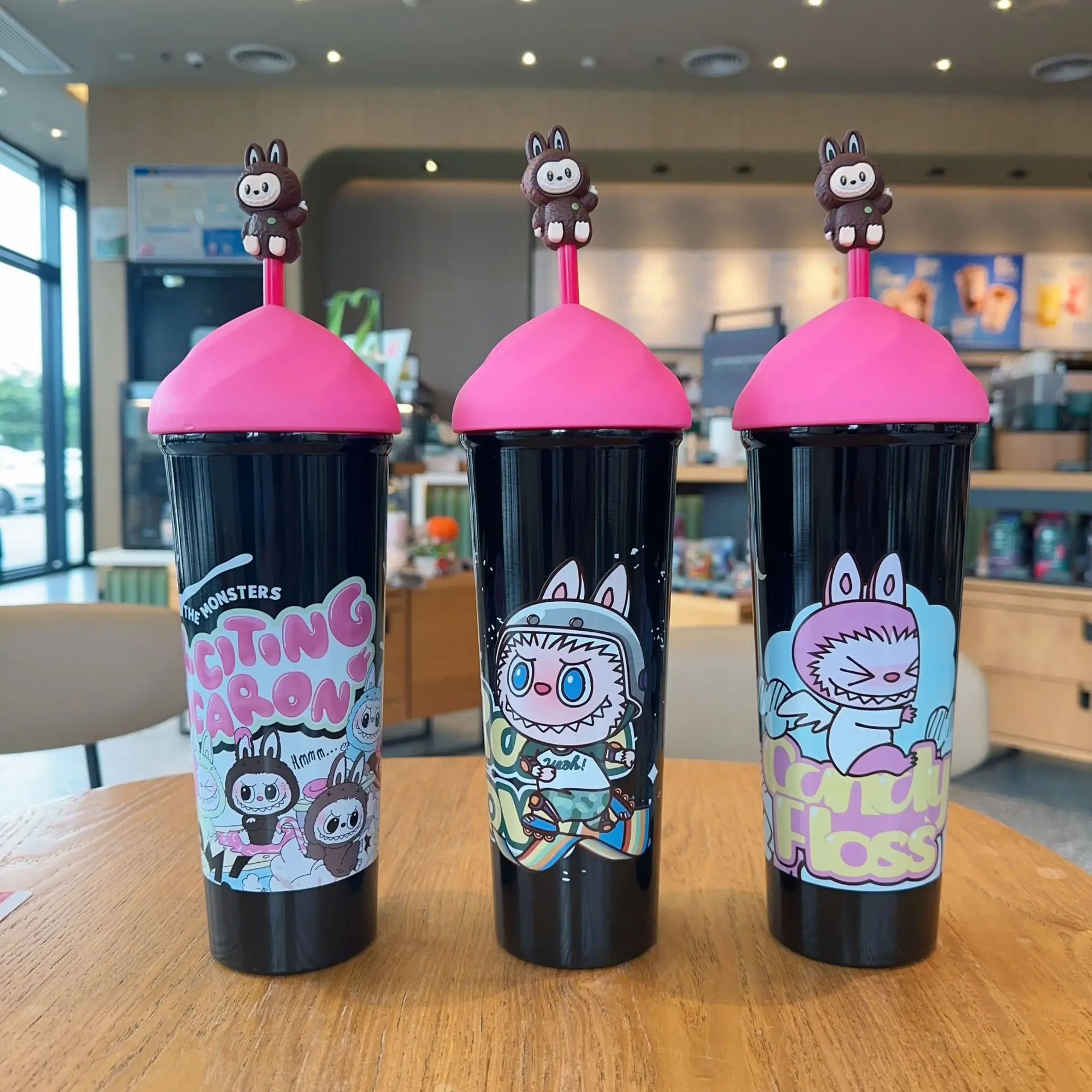 2024 Labubu Periphery New Stainless Steel Straw Cup 3DUV Printed Insulation and Cooling Cartoon Water Bottle 30 Car Cup Kid Gift