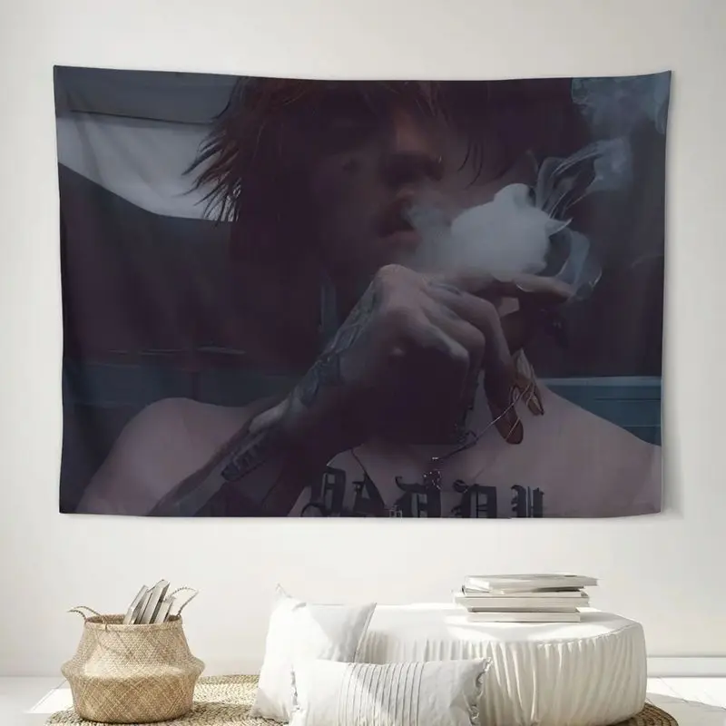 VIKAMA Emo Aesthetic Boy Smoking Portrait Tapestry Dark Indie Grunge Wall Hanging Manga Poster Bedroom Dorm Wall Background