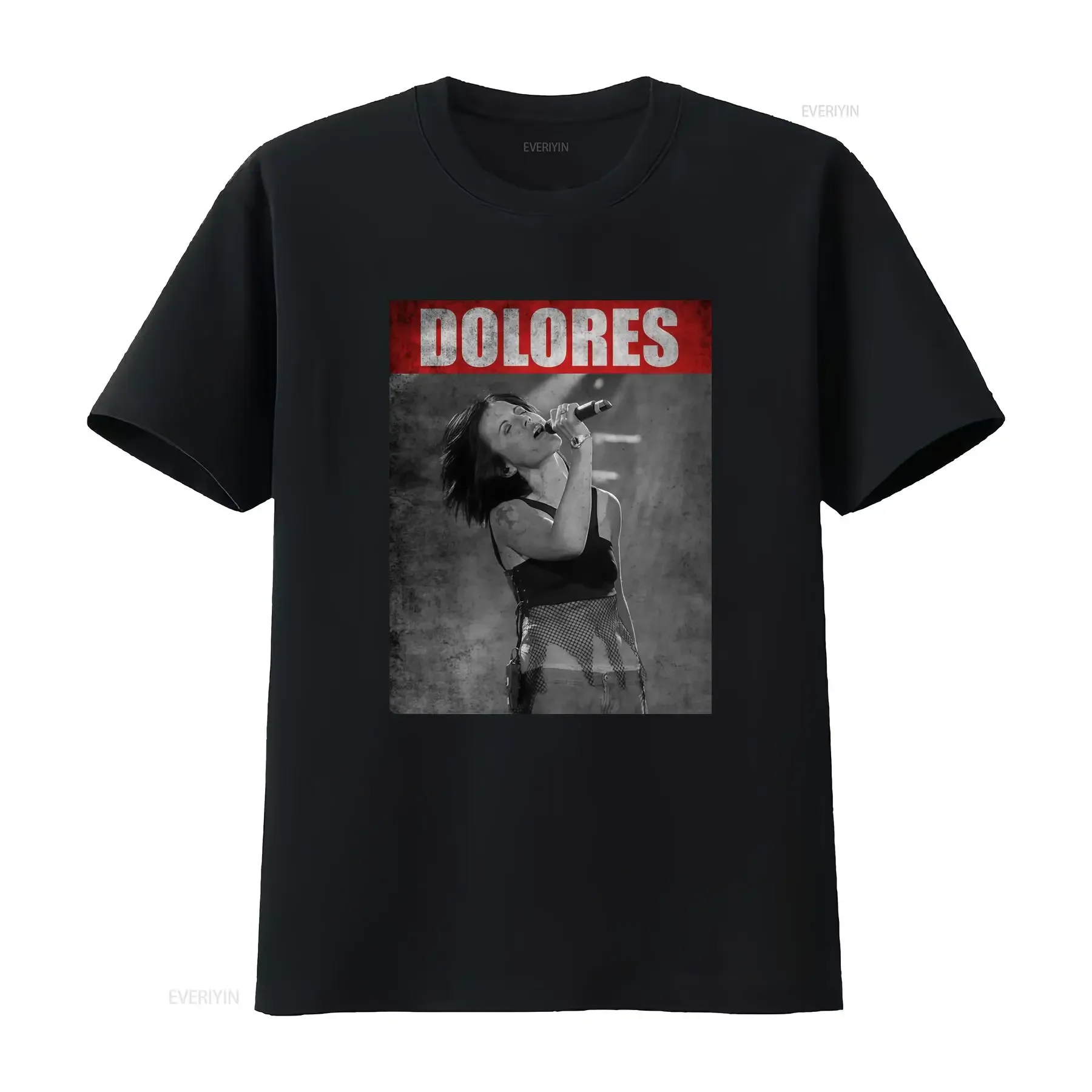 Camiseta de The Cranberries Dolores Legend Cuello redondo casual tejido ligeramente elástico corte regular patrón vintage