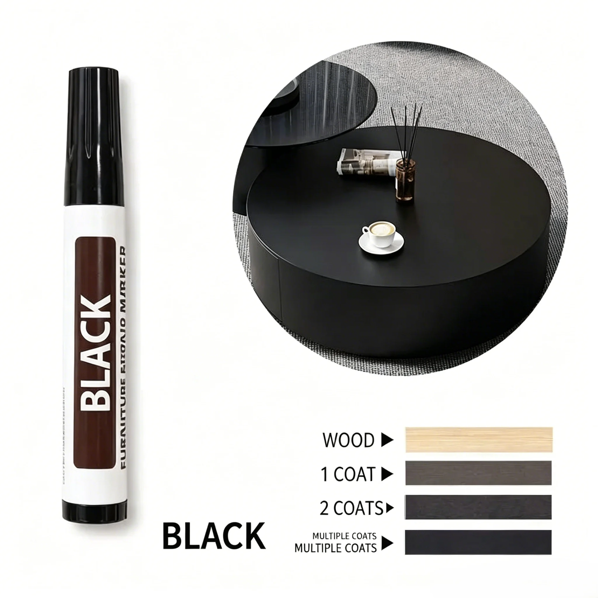 3/6pcs Magic Furniture Repair Marker Pens - Chisel Tip BLACK Color Wood Scratch Markers