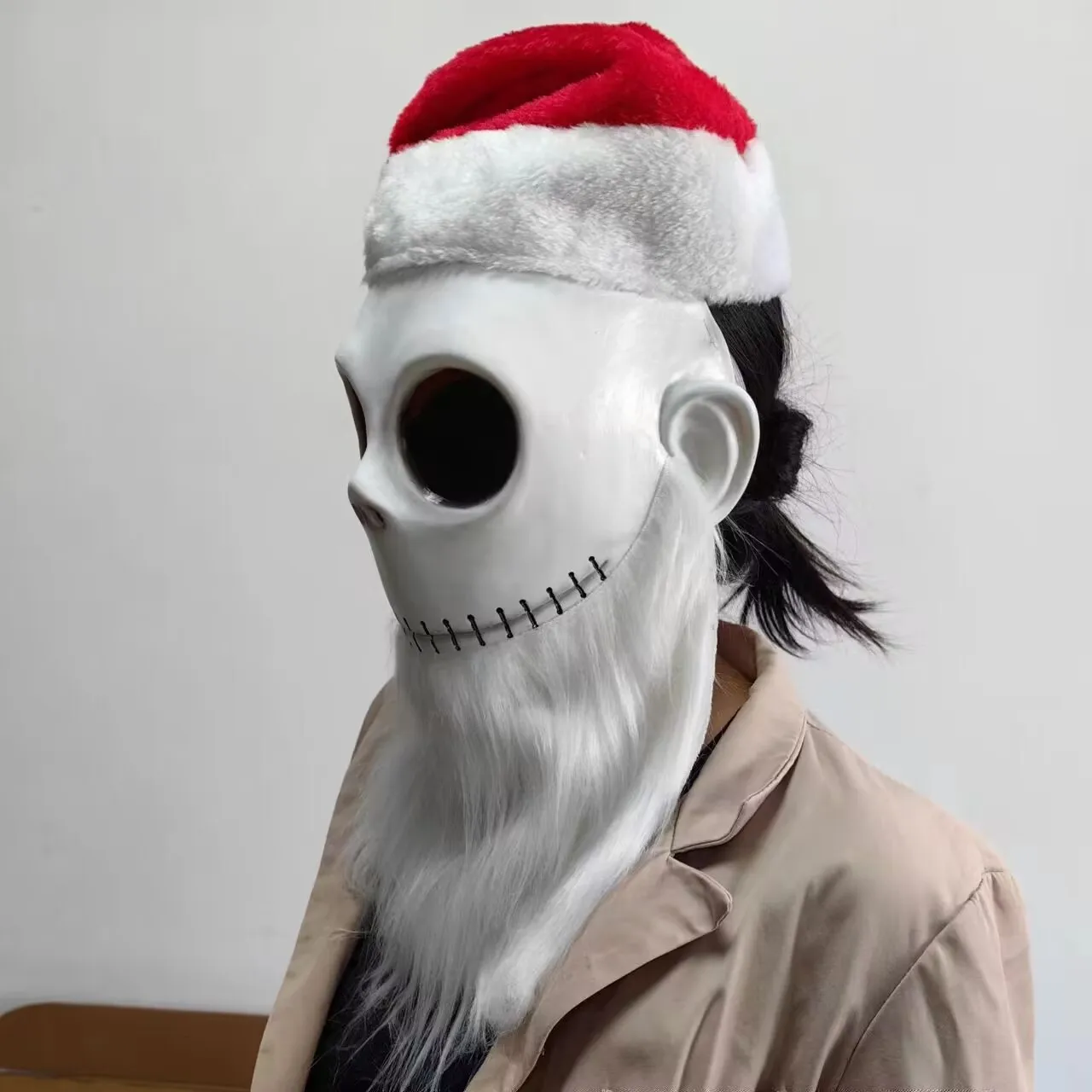 Christmas Hat Nightmare Skull Cosplay Mask Latex Adult Party Mask Props Jack Skellington Costume Ball Halloween XMAS Masks view 4