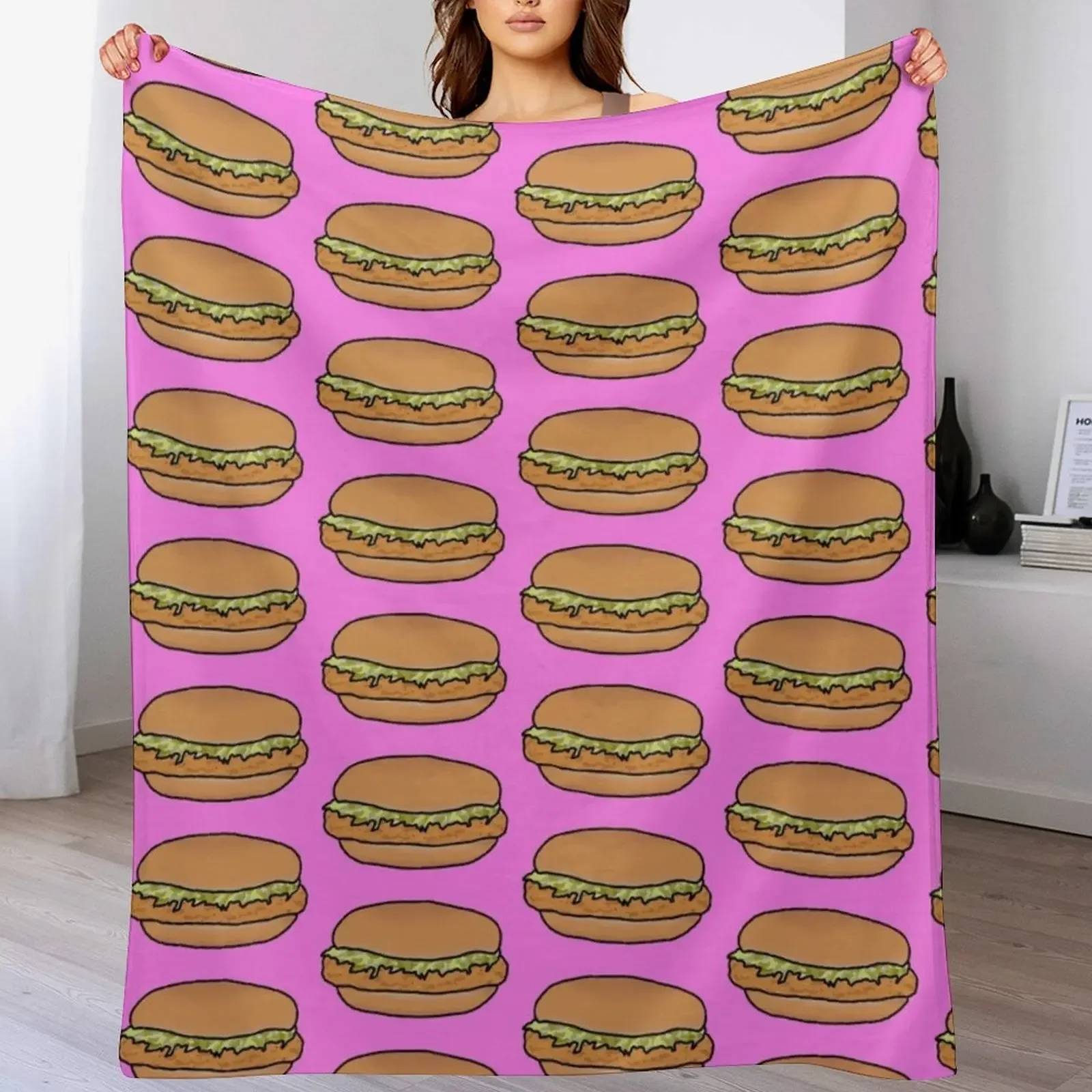 

the mcchicken Throw Blanket warm for winter Cute Plaid Loose Sofa Throw Blankets
