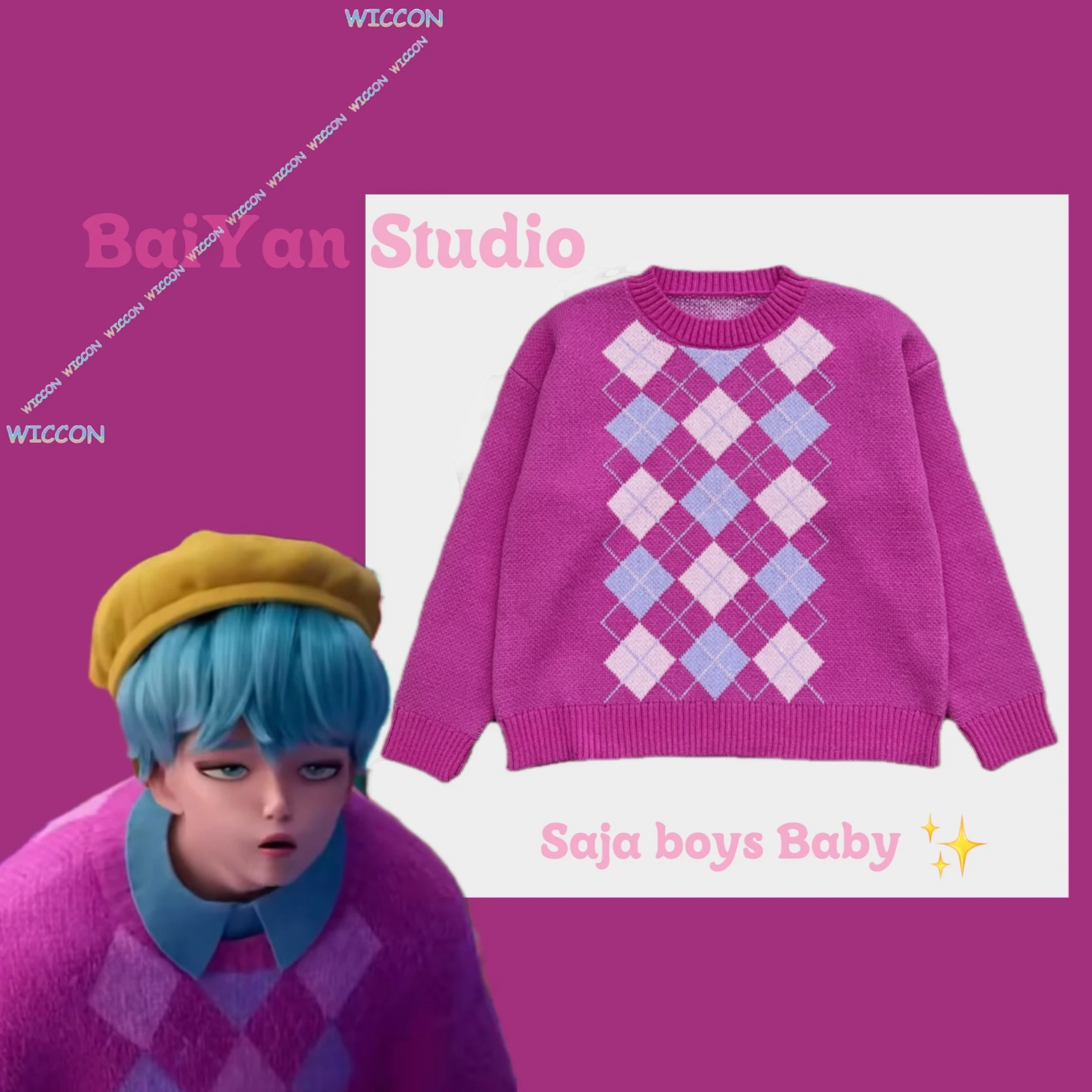 

[OHaYoCos]KPop Baby Saja Mystery Saja Boys Cosplay Sweater Vest Knitwear Demon Hunters Cosplay Pullover Same Style Halloween Cos