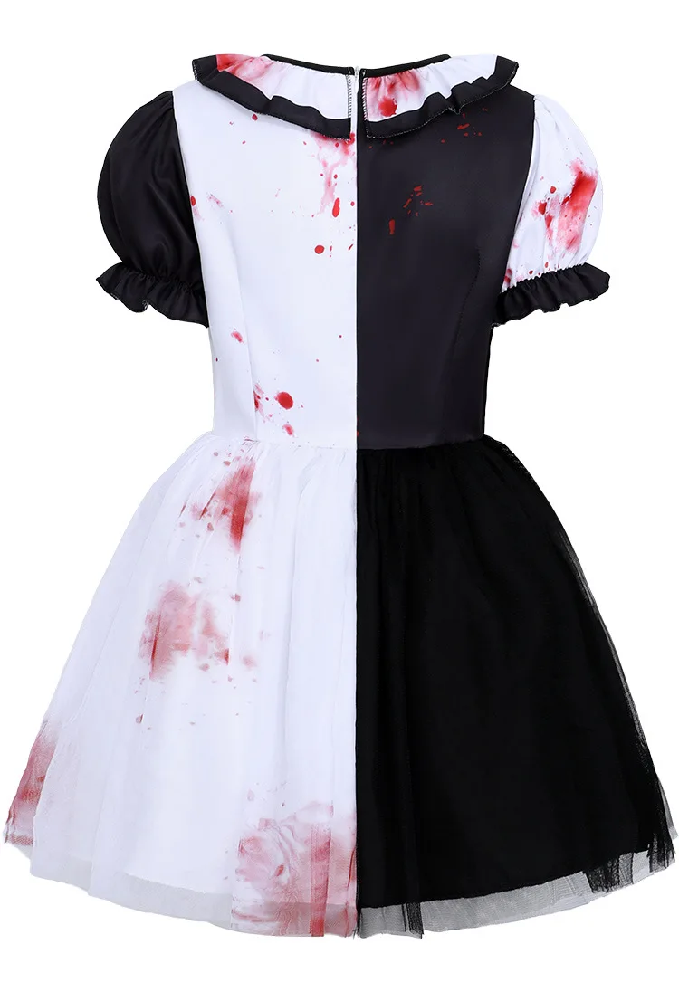 Déguisement Clown Sanglant Femme – Robe Tutu Noire et Blanche – photo 8