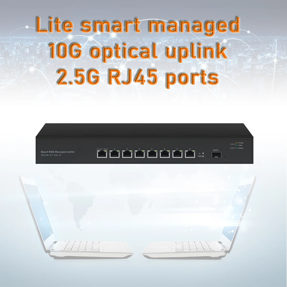 10Gbe SFP+ uplink 8 Ports 2.5Gbe 8023bt 90w POE Switch Web managed multi-gigabit Switch
