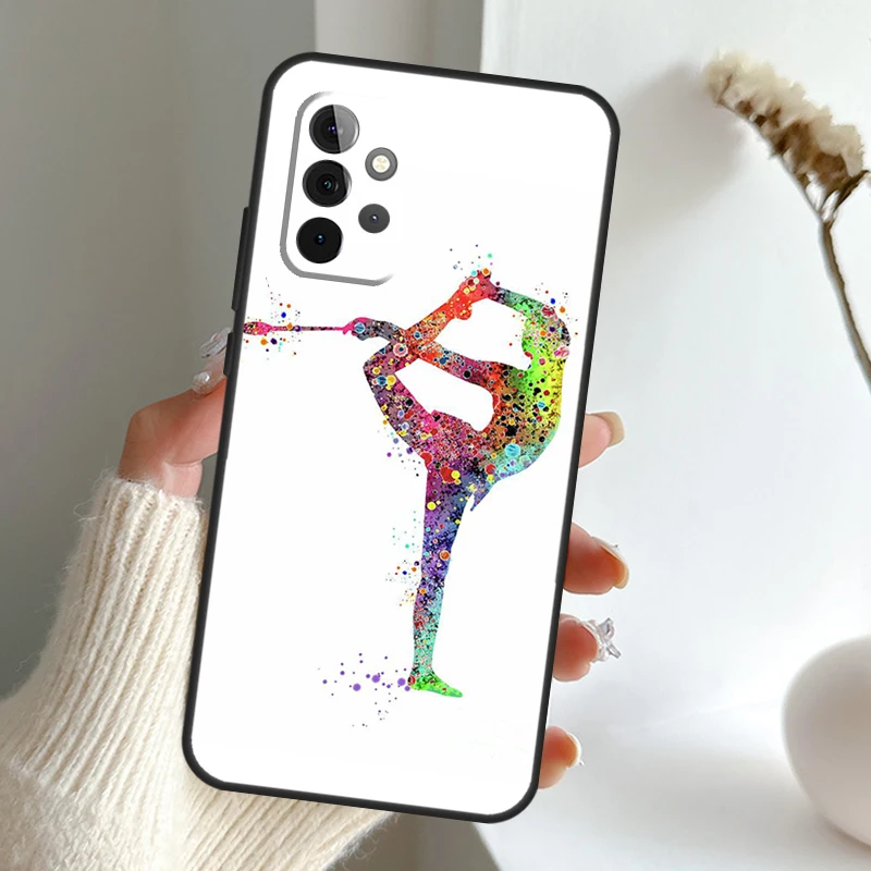 Gymnastics Watercolor Printing Case For Samsung Galaxy A52 A32 A12 A54 A53 A34 A33 A23 A13 A14 A52S A21S A71 A51 A50 Coque