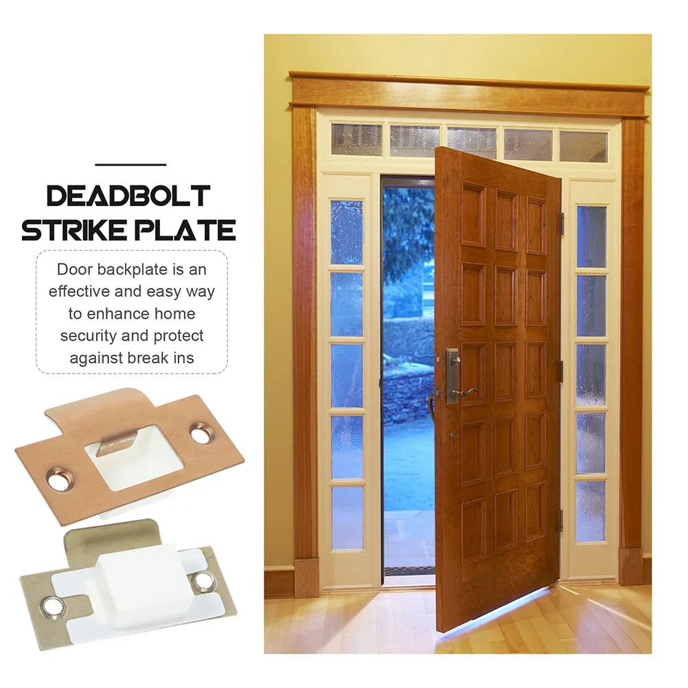 

4 Sets Gold Door Lock Accessories Stainless Steel Strike Plates Reinforcement Security Fastening Mechanism Screw Included
