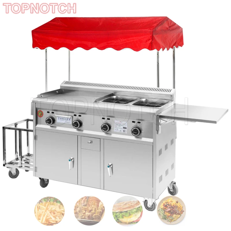 Small Gas Mobile Food Cart With Fryer Fast Snack Cart Mobile Trailer Kitchen