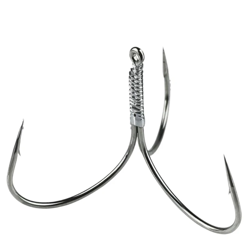 

20pcs High Carbon Steel Barbless Treble Hooks Barbed Butterfly Anchor Hook Snagging Duple Hooks Silver Bighead Carp Fish Hooks