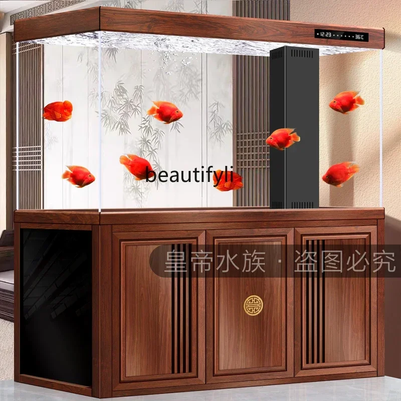 

45 New Chinese Professional Dragon Fish Tank Super White Large Floor Bottom Filter High-End Office Living Room Home Screen New