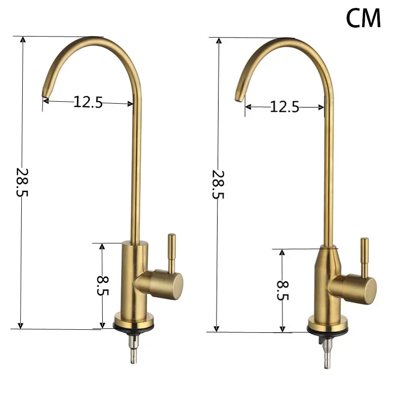 

1/4" Brushed Gold Kitchen Faucet Direct Drinking Tap Single Cold Water Sink Tap Stainless Steel Water Anti-Osmosis Purifier Tap