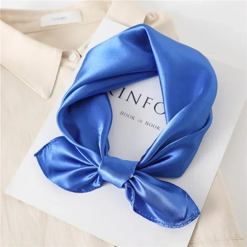 60cm Silk Satin Square Scarf Women Solid Neckercheif Shawl Hijab Female Hair Hand Wirst Foulard Bandana Head Tie Silk Scarf