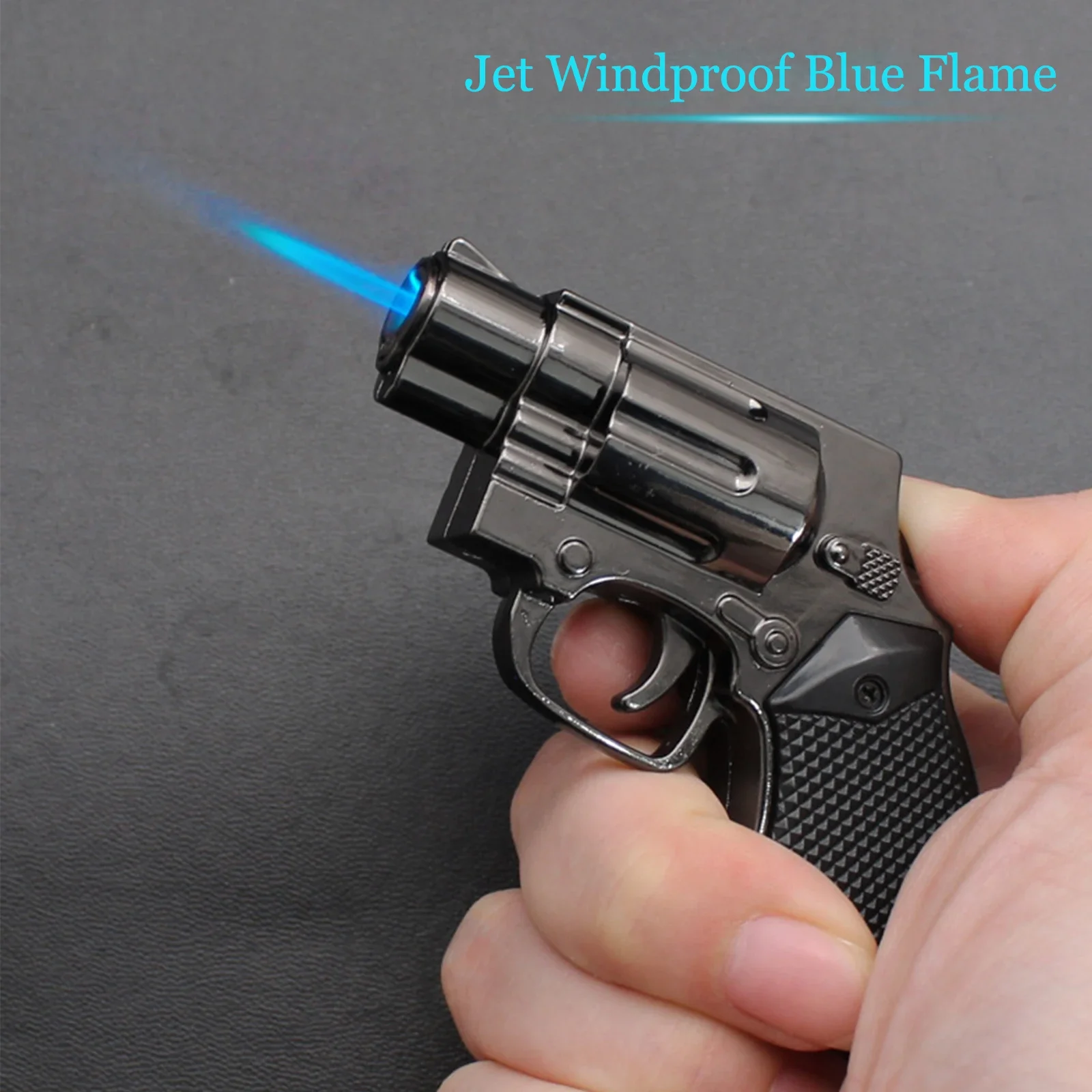 Compact Pistol-shaped Flame Device, Old Bronze Alloy Body, Wind-resistant Flame Output, Reusable Keychain Decorative Gift