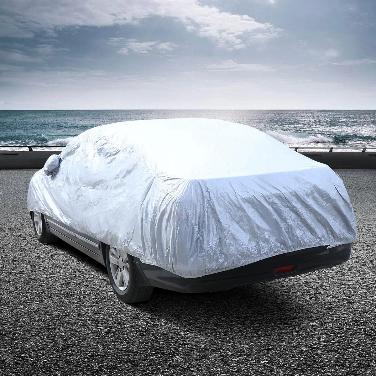 

Universal Full Car Cover for Indoor Outdoor Use Uv Sun Rain Snow Dust Protection Breathable Lightweight Foldable Silver S