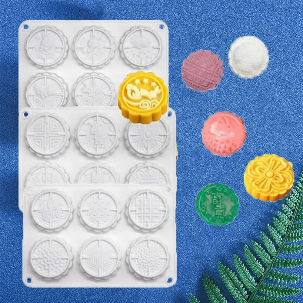 

Creative 3D 6 Holes Mooncake Mold Chinese Style Embossed Cookie Mold Silicone Non-stick Mung Bean Mold Baking Tool