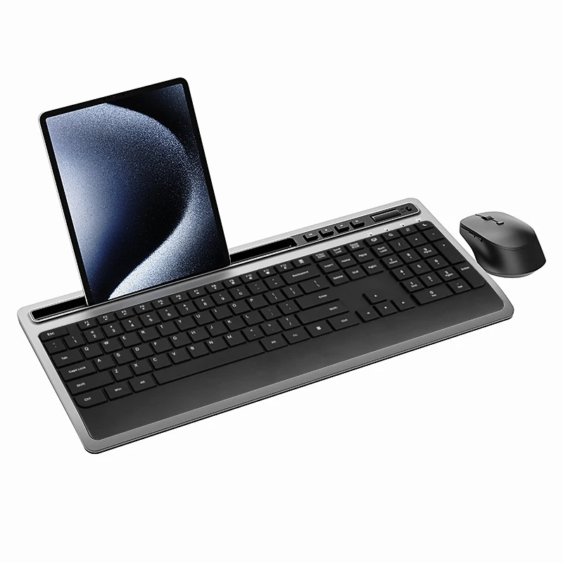 

Wireless Keyboard and Mouse Combo, Wrist Rest, Phone Holder, 2.4G Ergonomic, Battery Powered, Silent Cordless Set for Windows