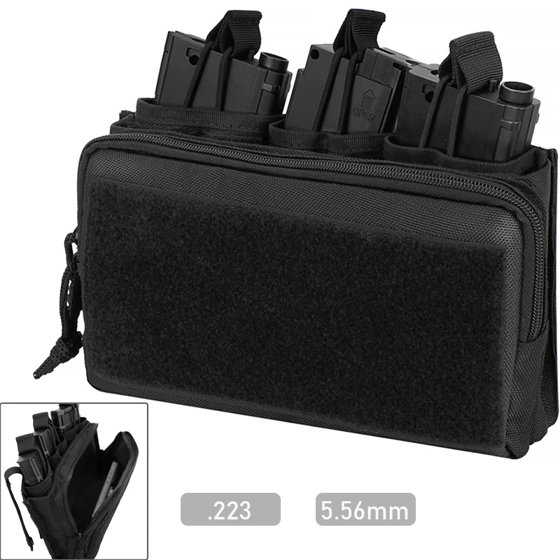 Triple Magazine Pouch Tactical Chargers Holder 5.56mm/.223 7.62mm Quick-Draw Mag Bag Molle Admin Pouch Rifle Cartridge Case