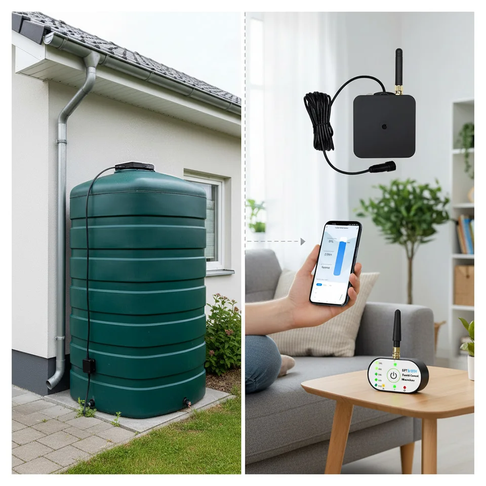 Ultrasonic Oil‑Water Level Controller, Tuya‑Compatible Real‑Time Level Sensor for Water Storage Tank