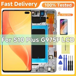 6.4'' OLED For Samsung S10 Plus LCD G975F/DS G975 G975U SM-G975 Display touch screen Digitizer Assembly S10+ Display With Frame