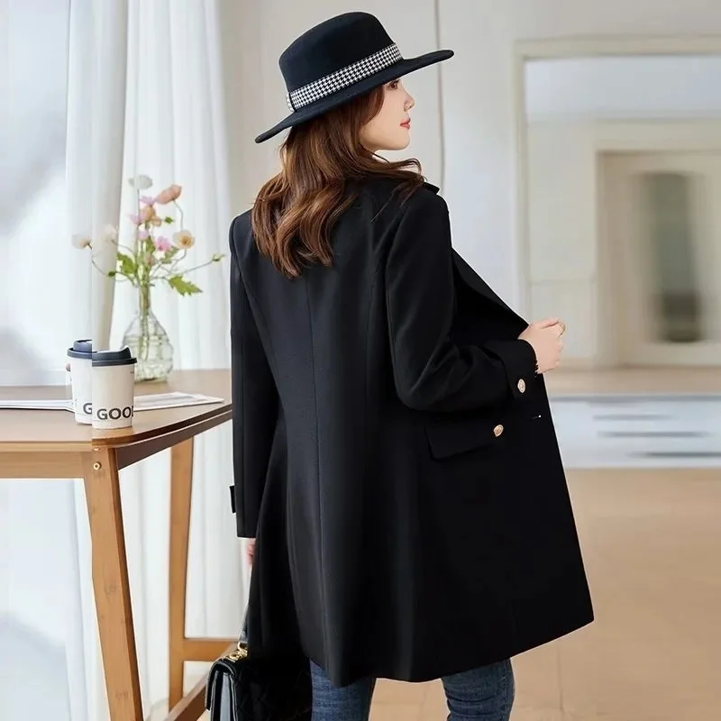 2024 Women\'s New windbreaker Mid length Suit Coat Spring Autumn Commuter Simple Slim Long Blazer Jackets Female Casual Clothes