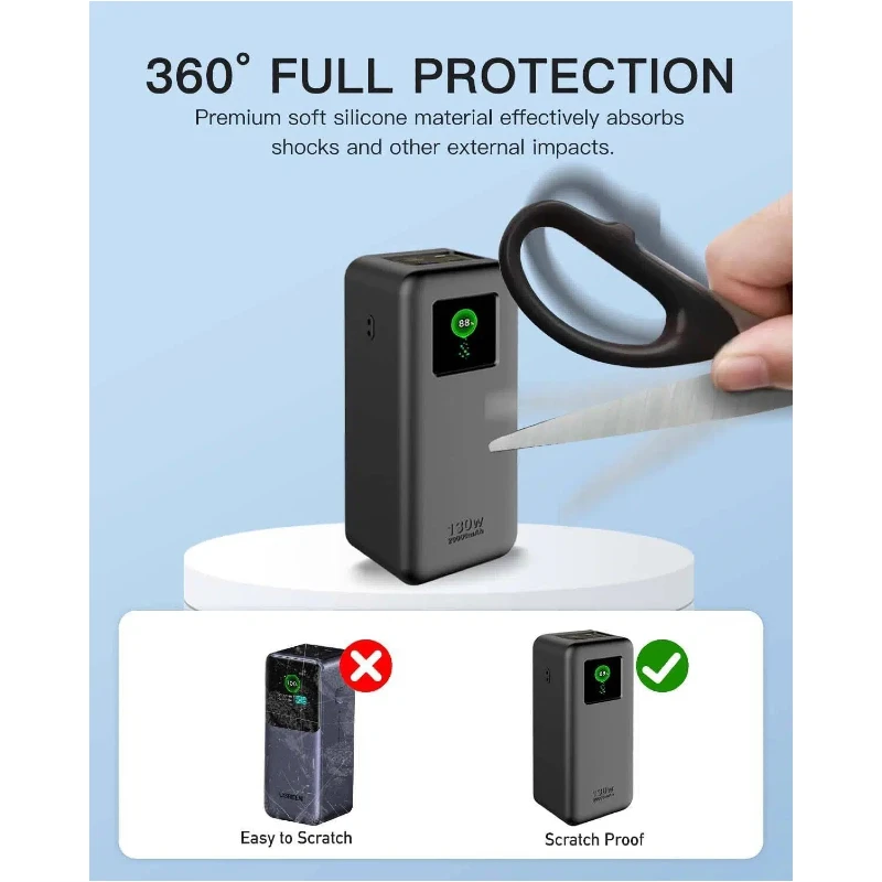 

For UGREEN Energy 20000mAh 130W Power Bank Case - Shockproof Dustproof Silicone Cover + Free Lanyard