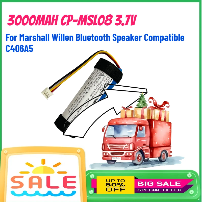 

3000mAh CP-MSL08 3.7V Battery for Marshall Willen Bluetooth Speaker Compatible C406A5 Rechargeable Batteries