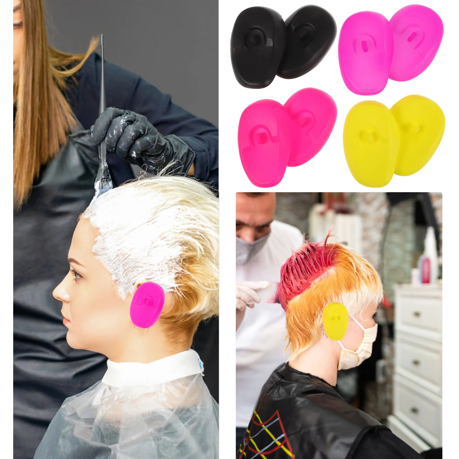

4 Pairs Hairdressing Earmuffs Covers for Shower Dryer Heat Dying Protectors Black Caps Heating Dye