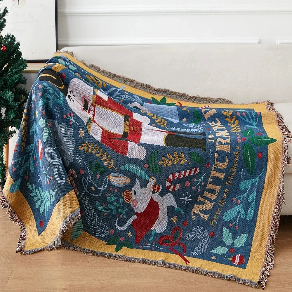 Nutcracker Christmas Tree Cartoon Blanket Soft Throw Blanket for Home Bedroom Bed Sofa Picnic Travel Office Cover Blanket Kids