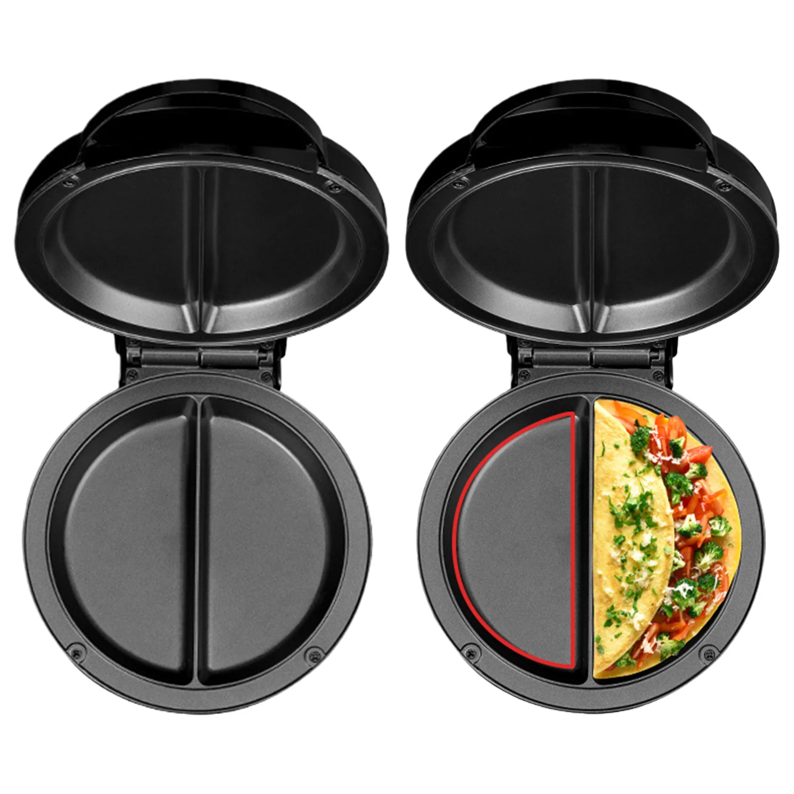 2 Section Electric Omelet Maker Easy To Clean Dessert Maker with Indicator Lights Cooking Gadgets for Home White Elephant Gifts