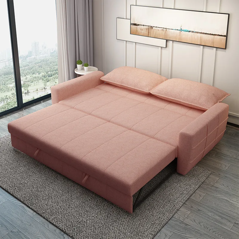 

Living room multi-functional dual-purpose small apartment Internet celebrity telescopic double pink light luxury