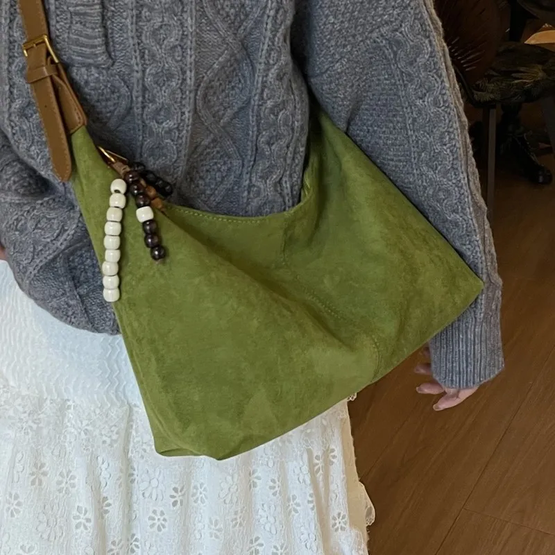 

Ретро-сумка через плечо из замши для женщин, повседневная сумка на плечо, осенне-зимняя новая модная маленькая сумочка