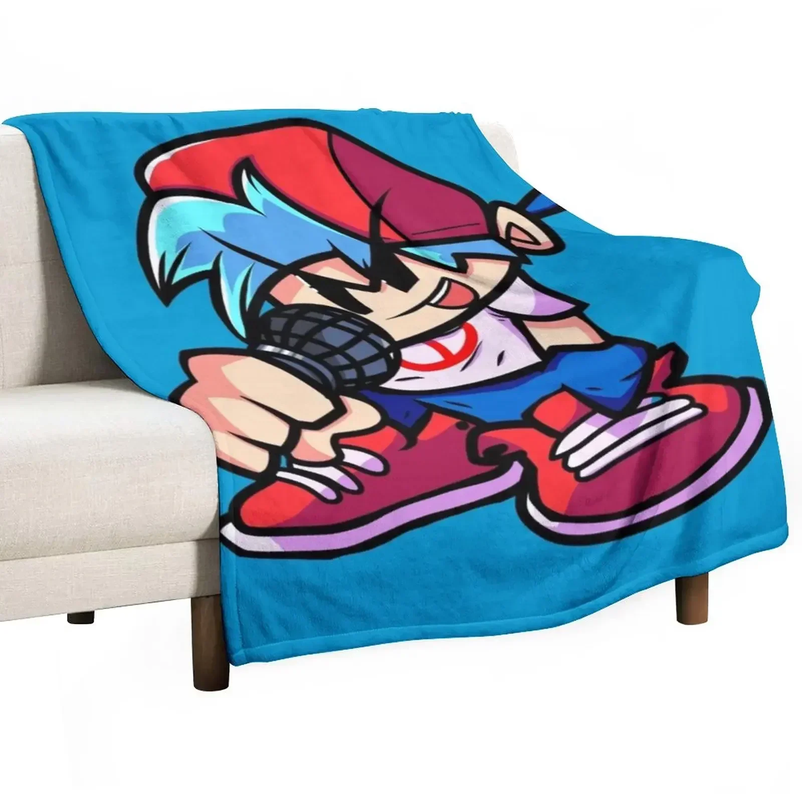 BoyFriend FNF Detailed Version Throw Blanket sofa bed Cute Blankets Sofas Of Decoration cosplay anime Blankets