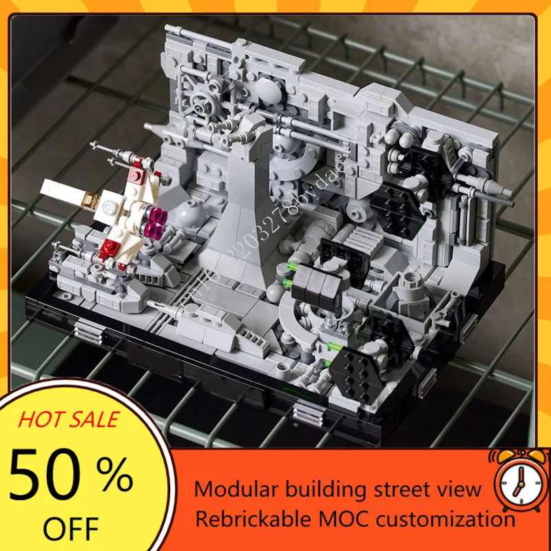 665PCS Trench Run Diorama Space War Militaire MOC SpaceShip Battle Model Aangepaste puzzels Architectuur DIY Onderwijs Model Speelgoed Cadeau